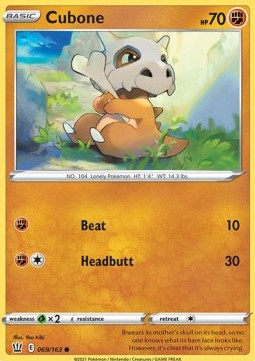 Cubone Pokemon card from Battle Styles
