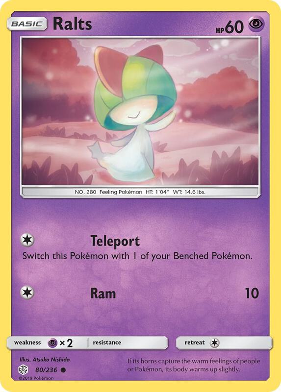 Ralts Pokemon card from SM - Cosmic Eclipse
