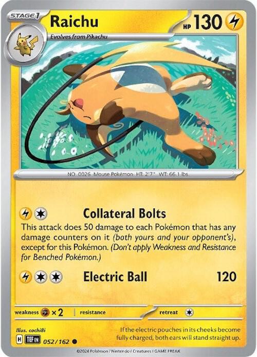 Raichu Pokemon card from SV05: Temporal Forces