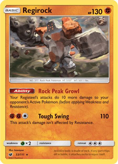 Regirock Pokemon card from SM - Crimson Invasion