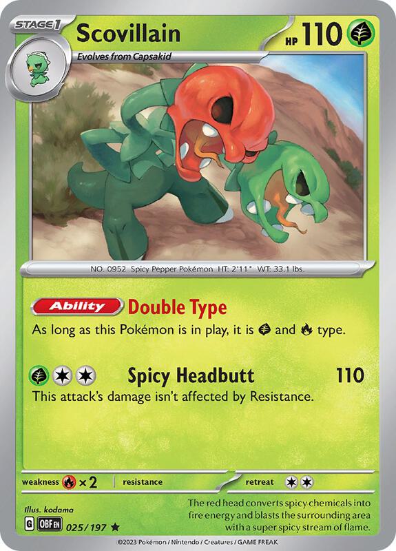 Scovillain Pokemon card from SV03: Obsidian Flames