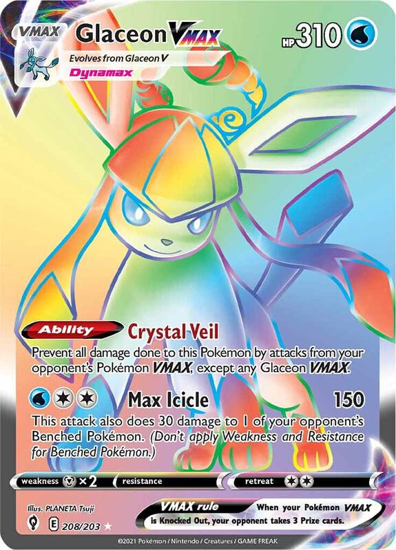 Glaceon VMAX (Secret) Pokemon card from SWSH07: Evolving