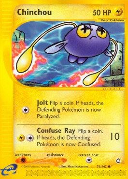Chinchou Pokemon card from Aquapolis