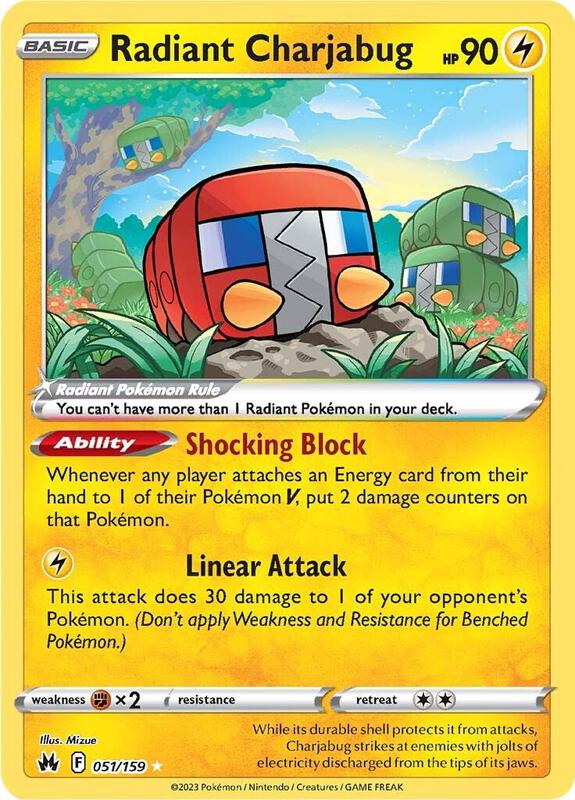 Radiant Charjabug Pokemon card from Crown Zenith