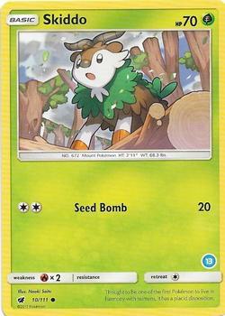 Skiddo (13) Pokemon card from SM Trainer Kit: Alolan Sandslash & Alolan Ninetales