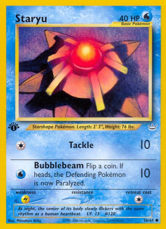 Staryu Pokemon card from Neo Revelation