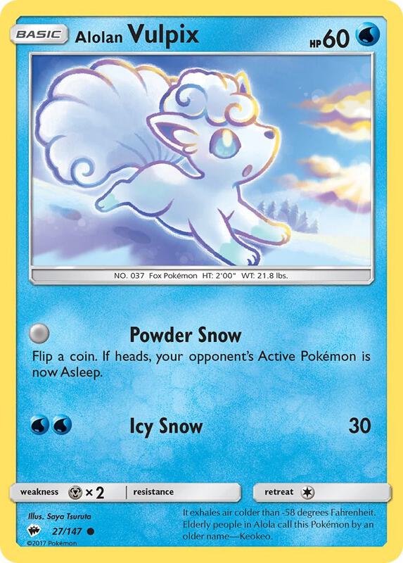 Alolan Vulpix Pokemon card from SM - Burning Shadows