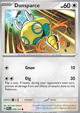 Dunsparce Pokemon card from Prismatic Evolutions