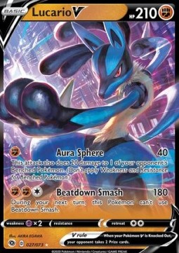 Lucario V Pokemon card from Champion's Path