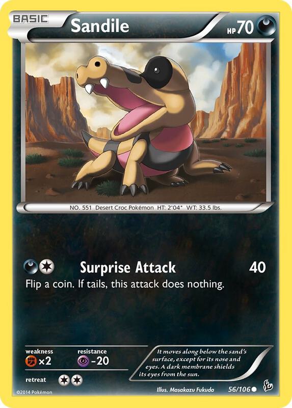 Sandile Pokemon card from XY - Flashfire