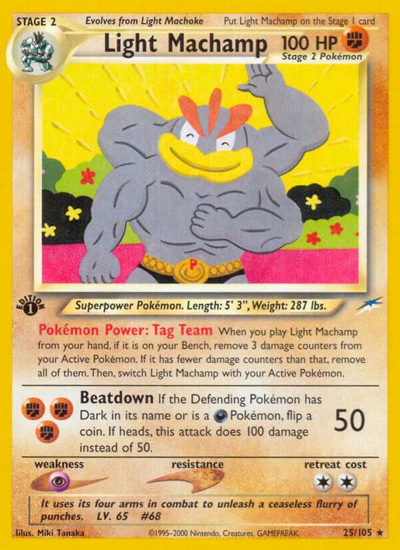 Light Machamp Pokemon card from Neo Destiny