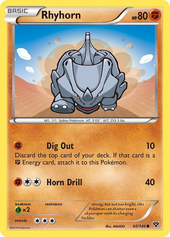 Rhyhorn Pokemon card from XY Base Set
