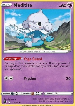Meditite Pokemon card from Silver Tempest
