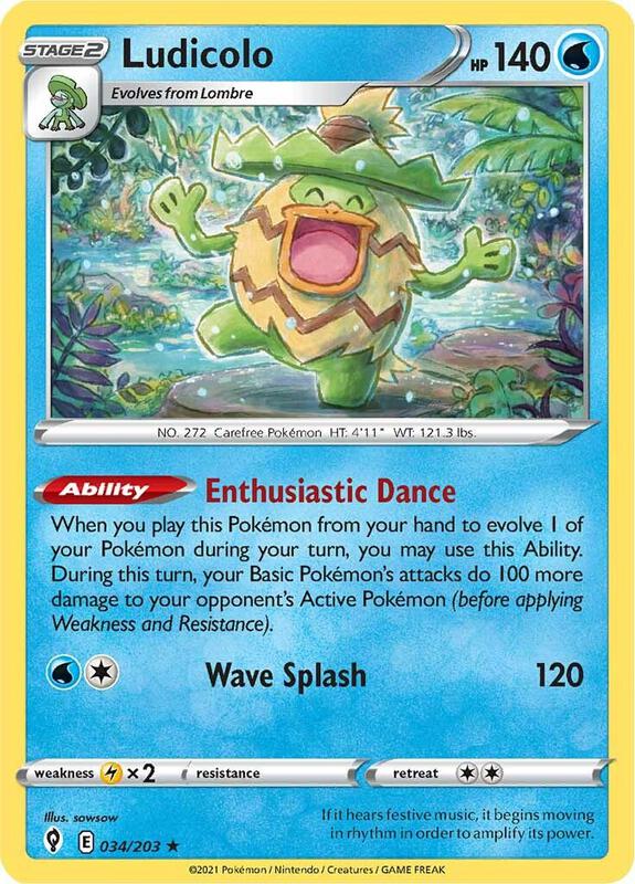 Ludicolo Pokemon card from SWSH07: Evolving Skies
