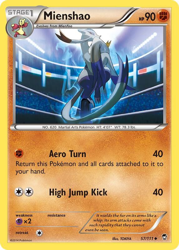 Mienshao Pokemon card from XY - Furious Fists