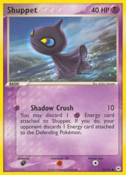 Shuppet Pokemon card from EX Hidden Legends