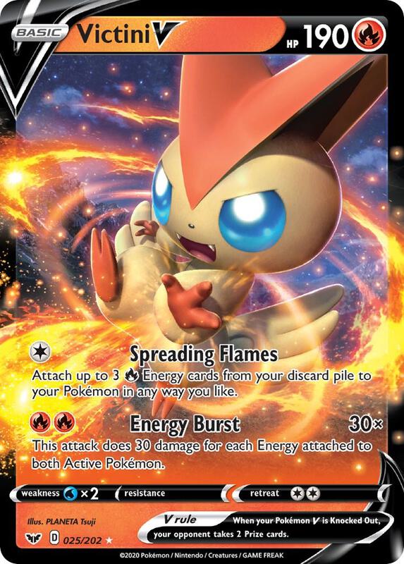 Victini V Pokemon card from SWSH01: Sword & Shield Base Set
