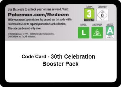 Code Card - 30th Celebration Booster Pack