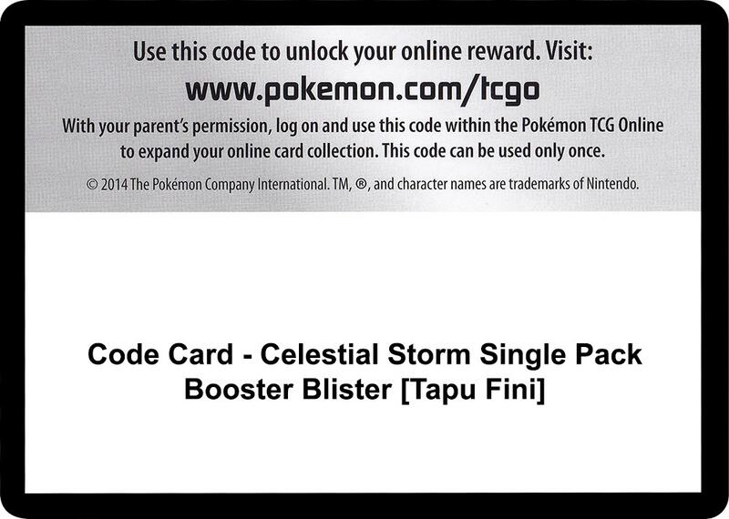 Code Card - Celestial Storm Single Pack Booster Blister [Tapu Fini] Pokemon card from SM - Celestial Storm