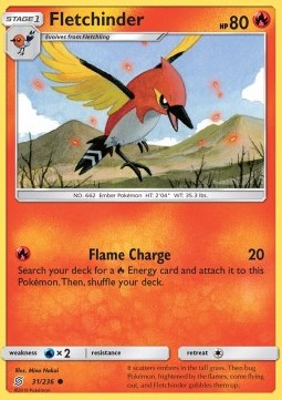 Fletchinder Pokemon card from Unified Minds