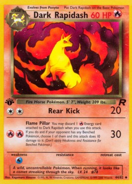 Dark Rapidash Pokemon card from Team Rocket