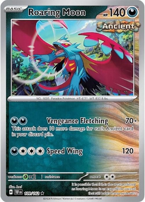 Roaring Moon Pokemon card from SV05: Temporal Forces