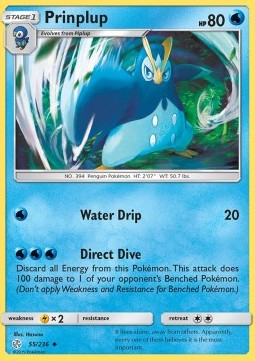 Prinplup Pokemon card from Cosmic Eclipse
