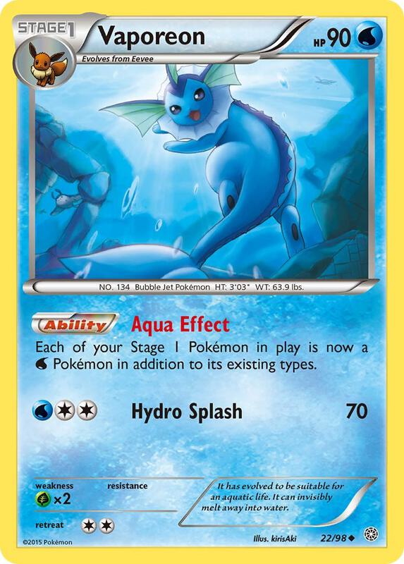Vaporeon Pokemon card from XY - Ancient Origins