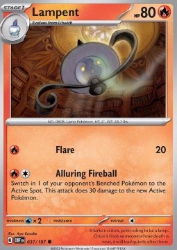 Lampent Pokemon card from Obsidian Flames