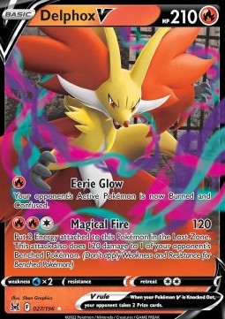 Delphox V Pokemon card from Lost Origin
