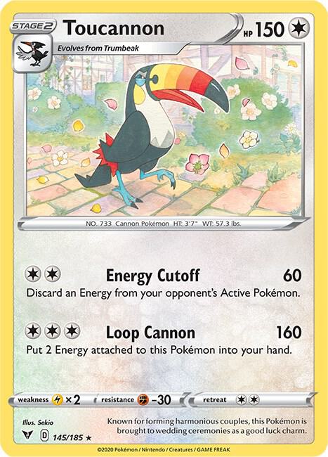 Toucannon Pokemon card from SWSH04: Vivid Voltage
