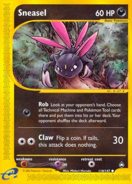 Sneasel Pokemon card from Aquapolis