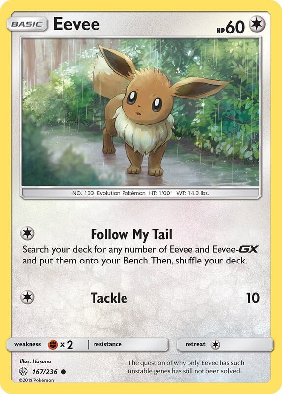 Eevee Pokemon card from SM - Cosmic Eclipse