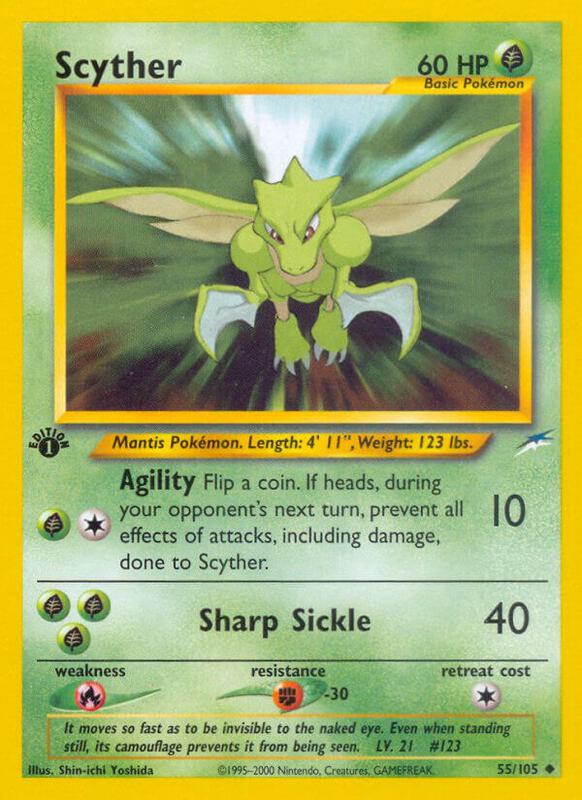 Scyther Pokemon card from Neo Destiny