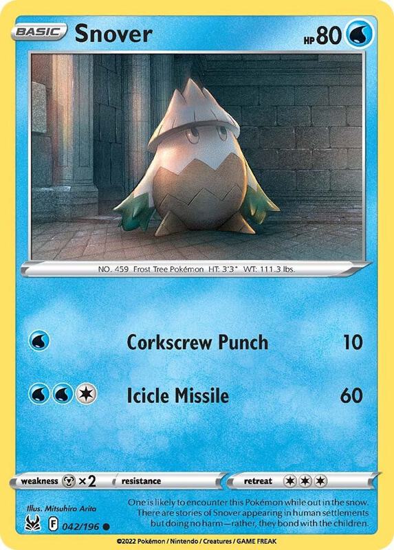 Snover Pokemon card from SWSH11: Lost Origin