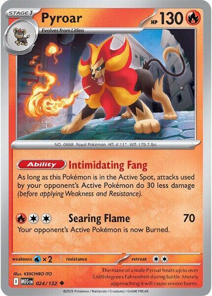 Pyroar Pokemon card from ME01: Mega Evolution