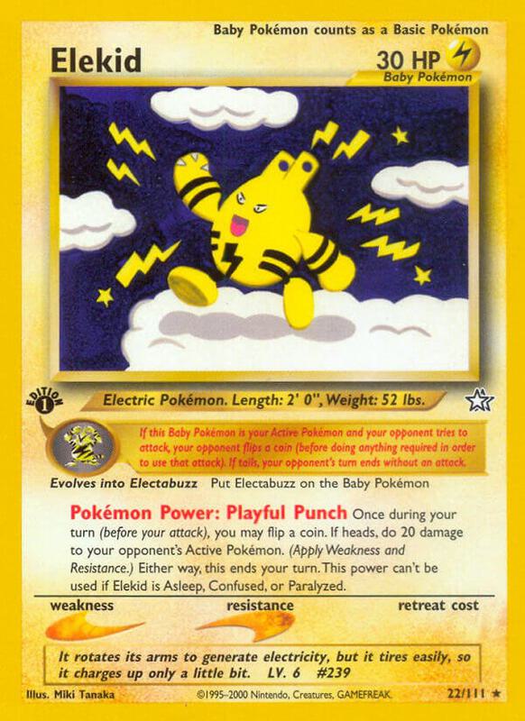 Elekid Pokemon card from Neo Genesis
