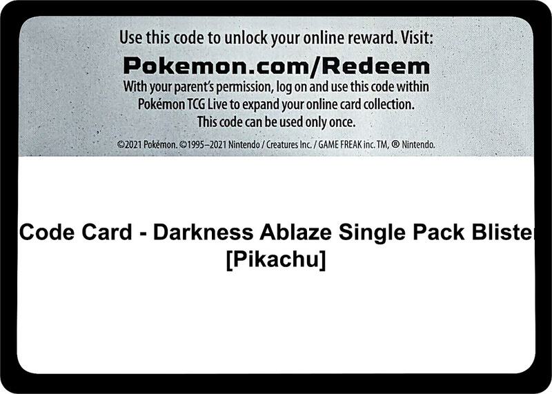 Code Card - Darkness Ablaze Single Pack Blister [Pikachu] Pokemon card from SWSH03: Darkness