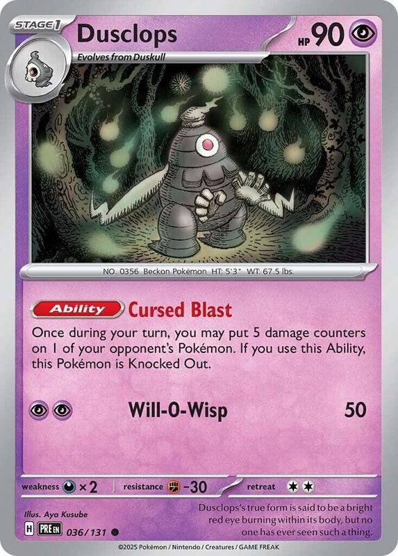 Dusclops Pokemon card from SV: Prismatic Evolutions