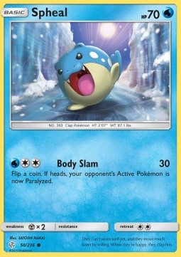 Spheal Pokemon card from Cosmic Eclipse
