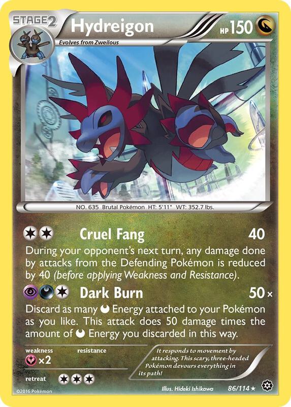Hydreigon Pokemon card from XY - Steam Siege