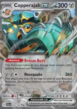Copperajah ex Pokemon card from Paldea Evolved