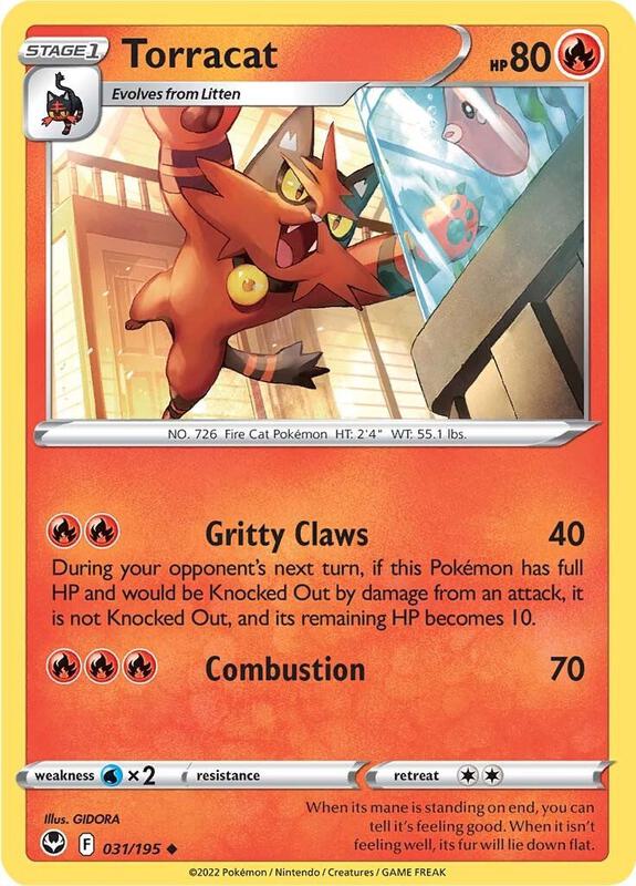 Torracat Pokemon card from SWSH12: Silver Tempest