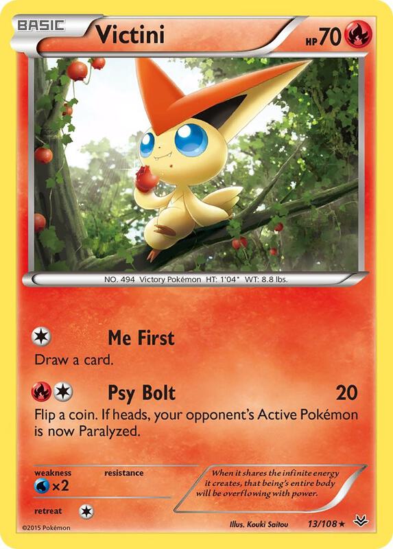 Victini Pokemon card from XY - Roaring Skies