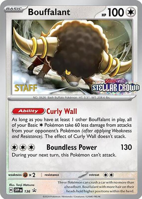 Bouffalant - 136 (Prerelease) [Staff] Pokemon card from SV: