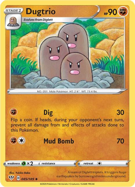 Dugtrio Pokemon card from SWSH03: Darkness Ablaze
