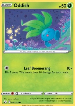 Oddish Pokemon card from Crown Zenith
