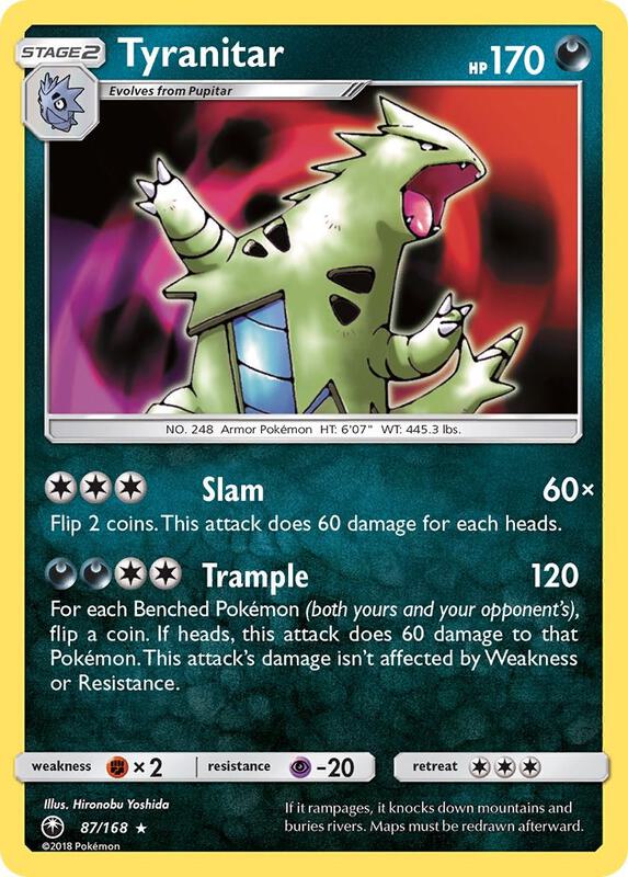 Tyranitar Pokemon card from SM - Celestial Storm