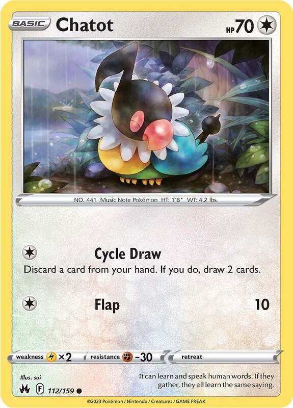 Chatot Pokemon card from Crown Zenith