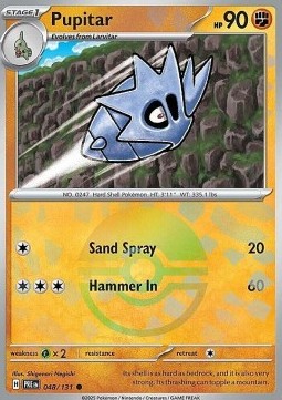 Pupitar Pokemon card from Prismatic Evolutions Additionals